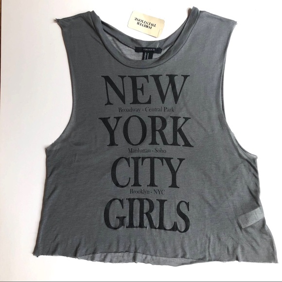 Forever 21 Tops - Forever 21 New York City Girls Tank NYC Gray